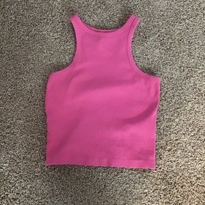 Adorable Cropped Racer Back Hot Pink, Tank Top